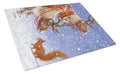 Reindeers & Squirrel Cutting Board Tempered Glass Kitchen Cutting Surface, Heat Resistant Chopping, Non-Slip Feet, Food Prep & Serving