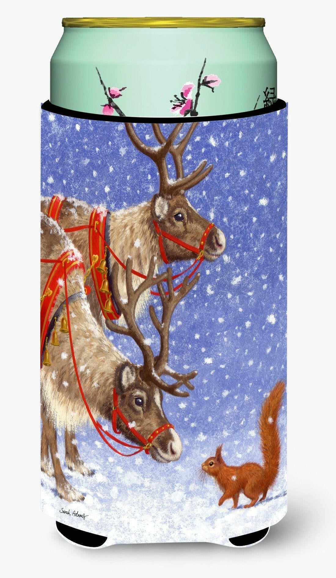 Reindeers & Squirrel Tall Boy Hugger Can Cooler Sleeve Machine Washable Drink Collapsible Insulator Beverage Insulated Holder