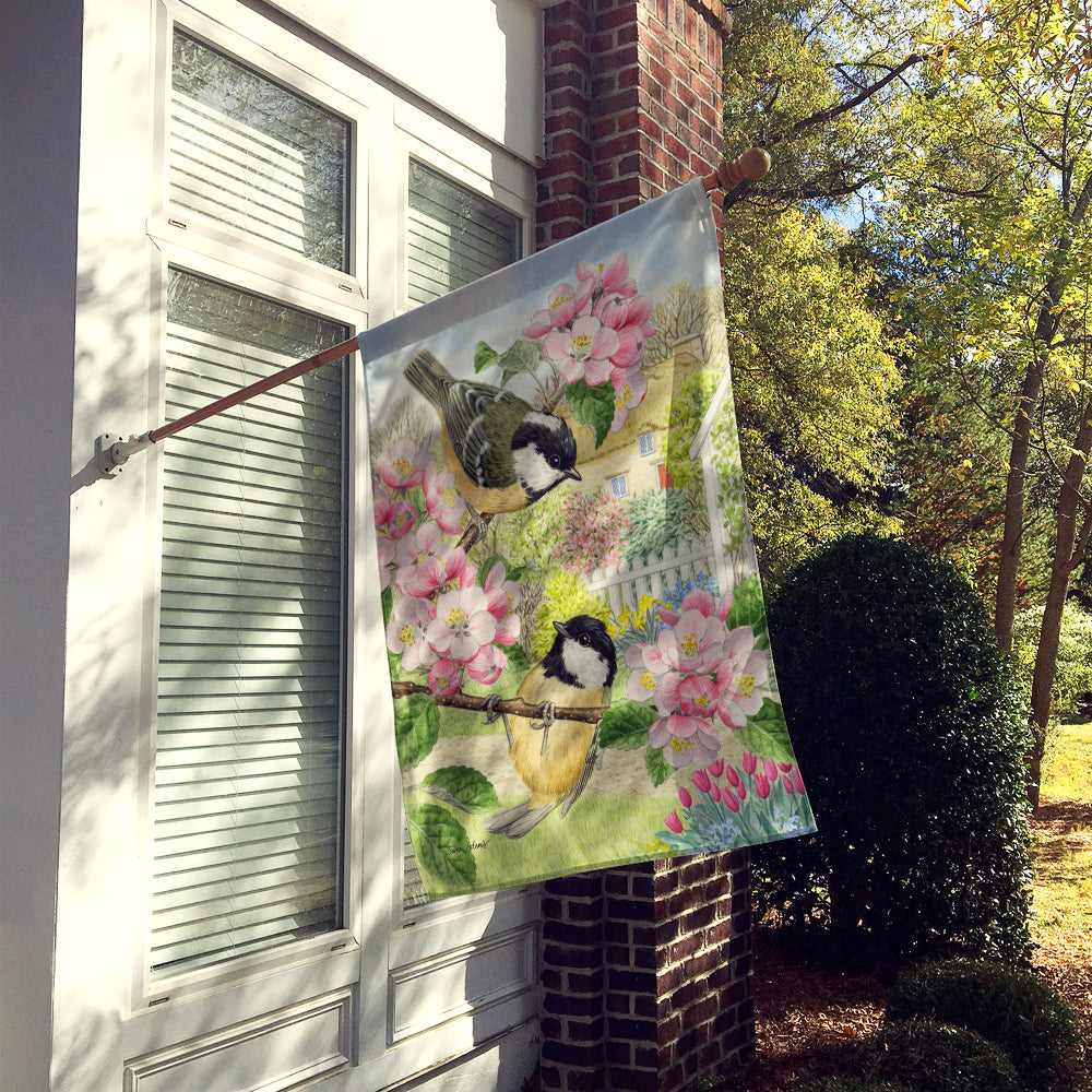 Coal Tits House Flag 28x40 Porch Sleeve Pole Decorative Outside Yard Banner Artwork Wall Hanging, Polyester