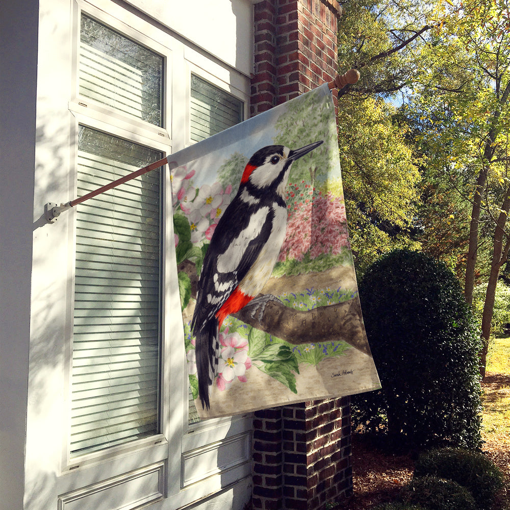 Woodpecker  House Flag 28x40 Porch Sleeve Pole Decorative Outside Yard Banner Artwork Wall Hanging, Polyester