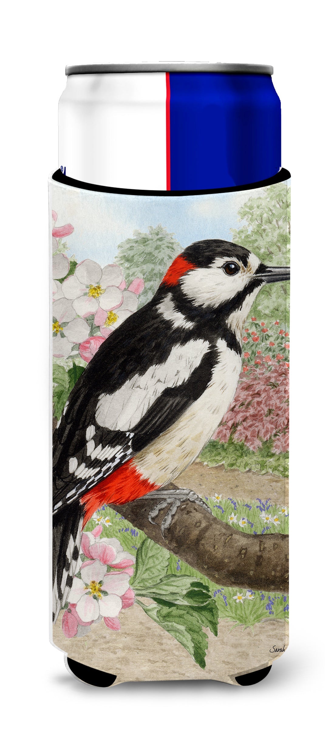 Woodpecker  Slim Can Hugger , Insulated Foam Hugger for 12 oz Slim Cans, Beer Bottles & Water Bottles, Printed in USA