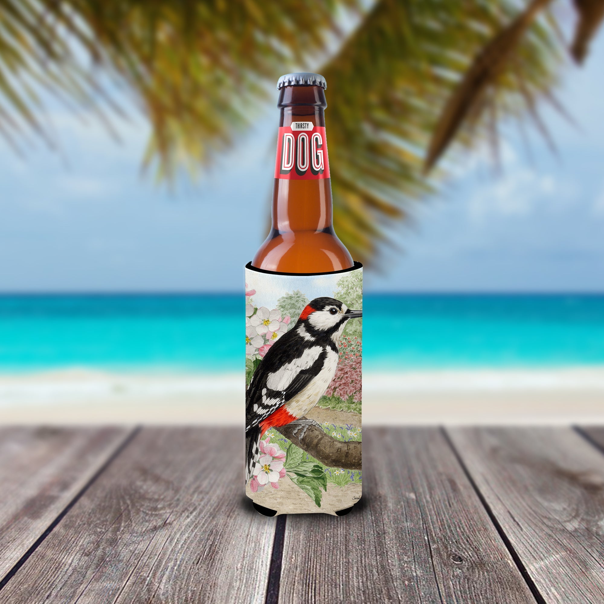 Woodpecker  Slim Can Hugger , Insulated Foam Hugger for 12 oz Slim Cans, Beer Bottles & Water Bottles, Printed in USA