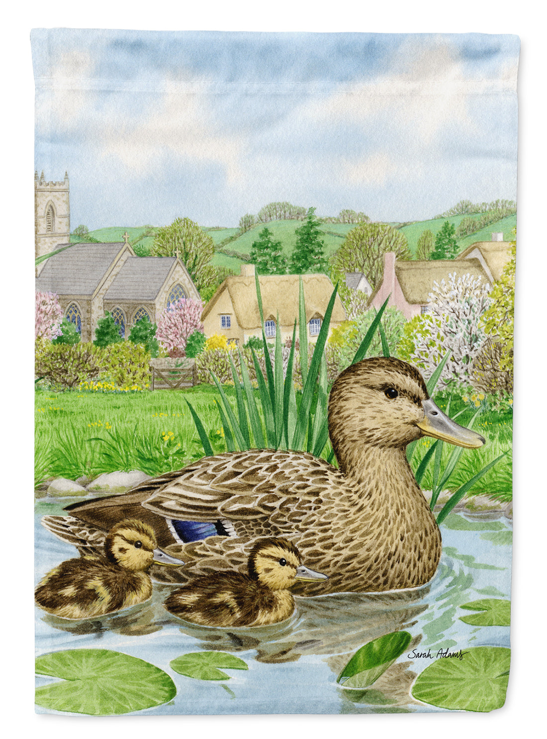 Mallard Duck House Flag 28x40 Porch Sleeve Pole Decorative Outside Yard Banner Artwork Wall Hanging, Polyester