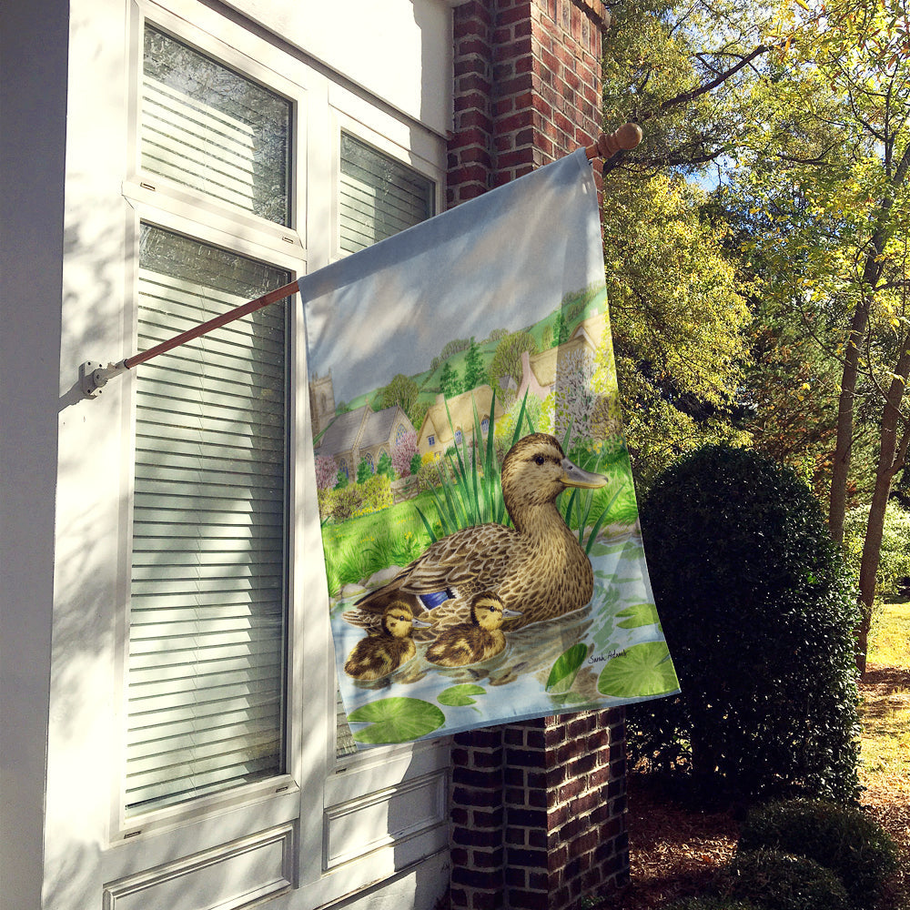 Mallard Duck House Flag 28x40 Porch Sleeve Pole Decorative Outside Yard Banner Artwork Wall Hanging, Polyester