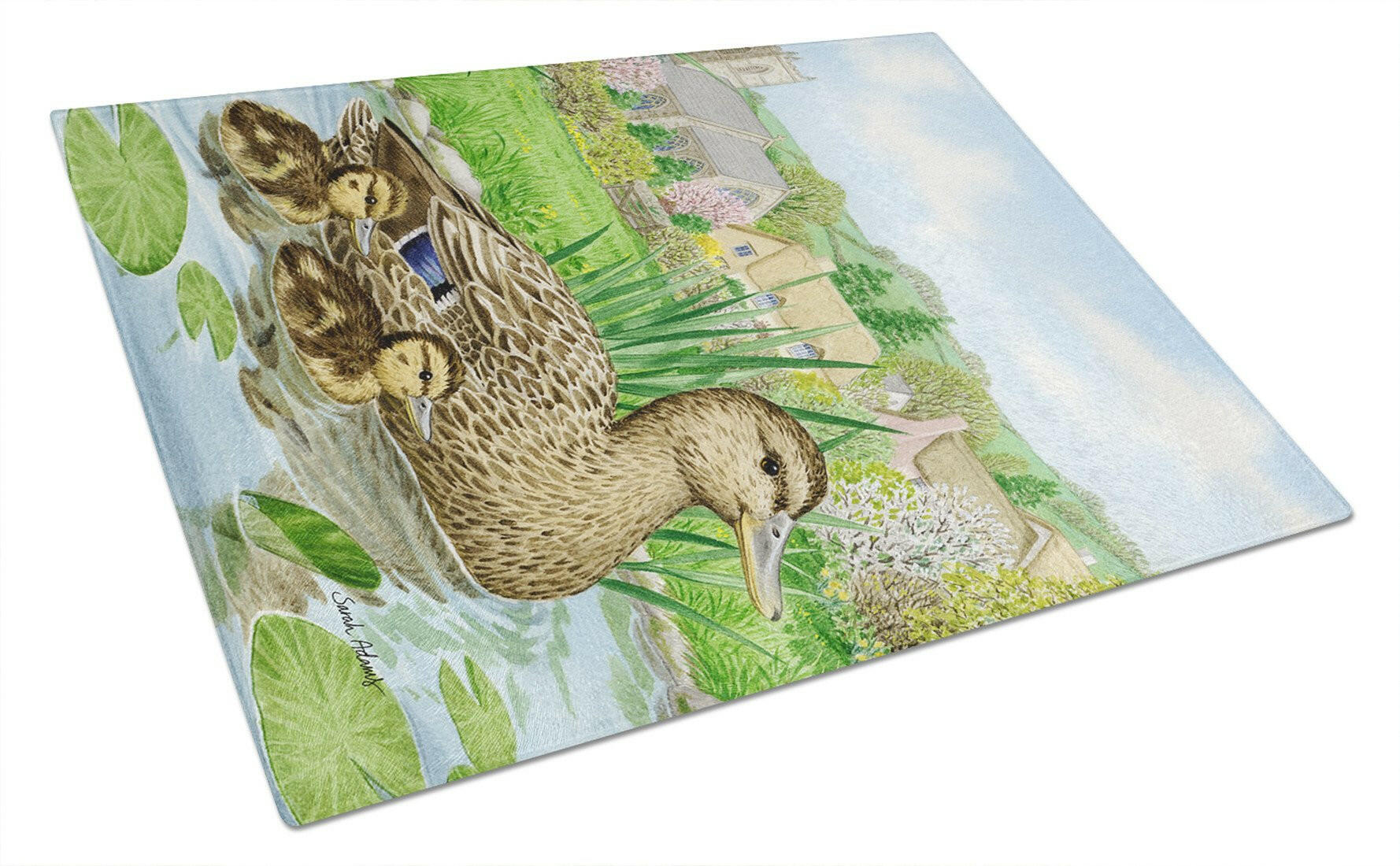 Mallard Duck Cutting Board Tempered Glass Kitchen Cutting Surface, Heat Resistant Chopping, Non-Slip Feet, Food Prep & Serving