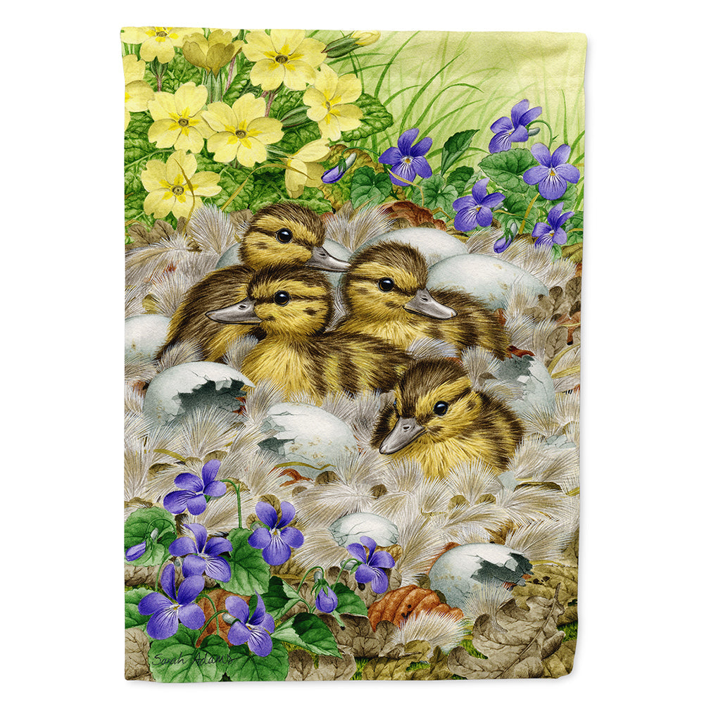 Mallard Duck Chicks House Flag 28x40 Porch Sleeve Pole Decorative Outside Yard Banner Artwork Wall Hanging, Polyester