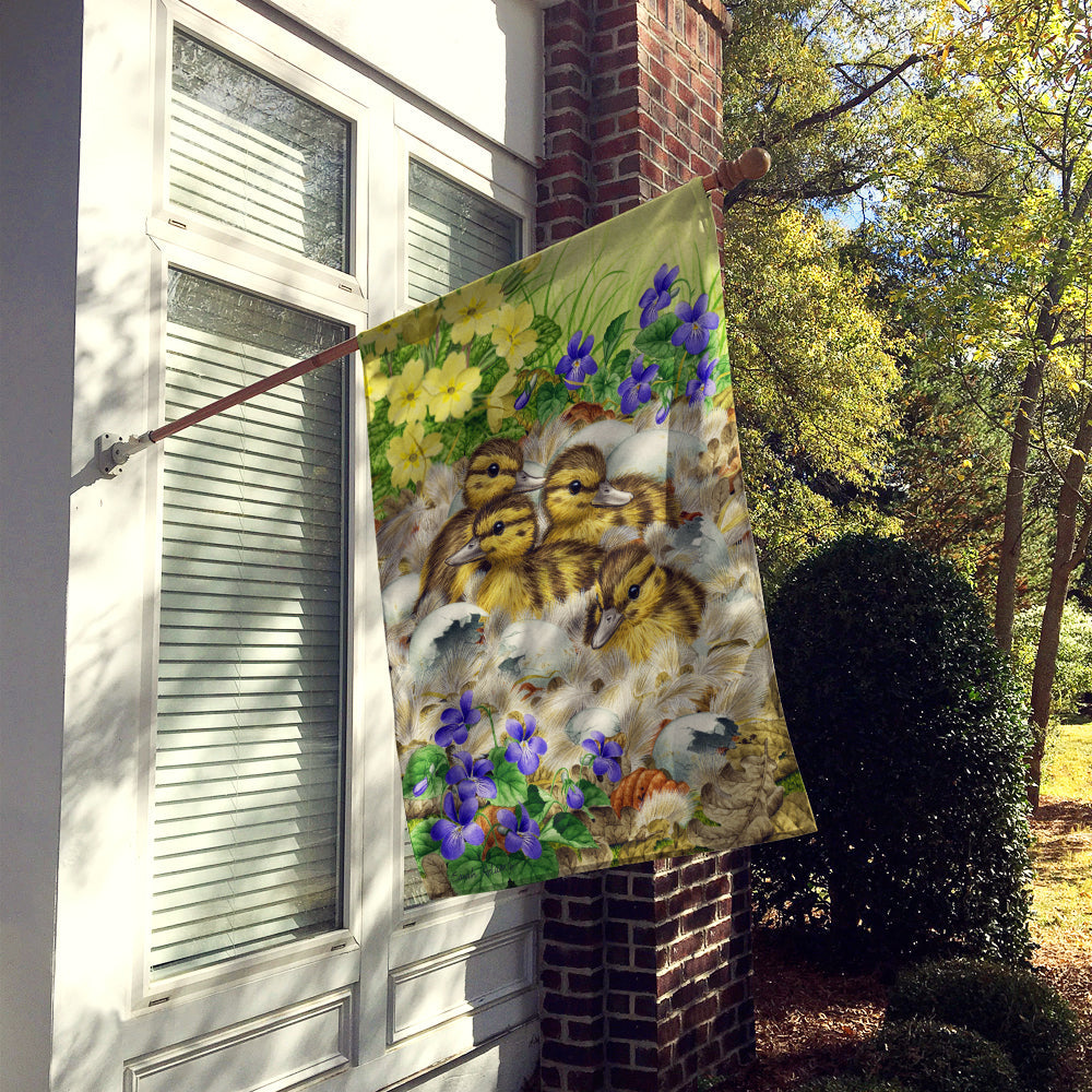 Mallard Duck Chicks House Flag 28x40 Porch Sleeve Pole Decorative Outside Yard Banner Artwork Wall Hanging, Polyester