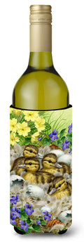 Mallard Duck Chicks Wine Bottle Hugger Gift Sleeve for Standard 750 ml Bottles, Insulated Reusable Also Fits Mini Shot & Pint Bottles