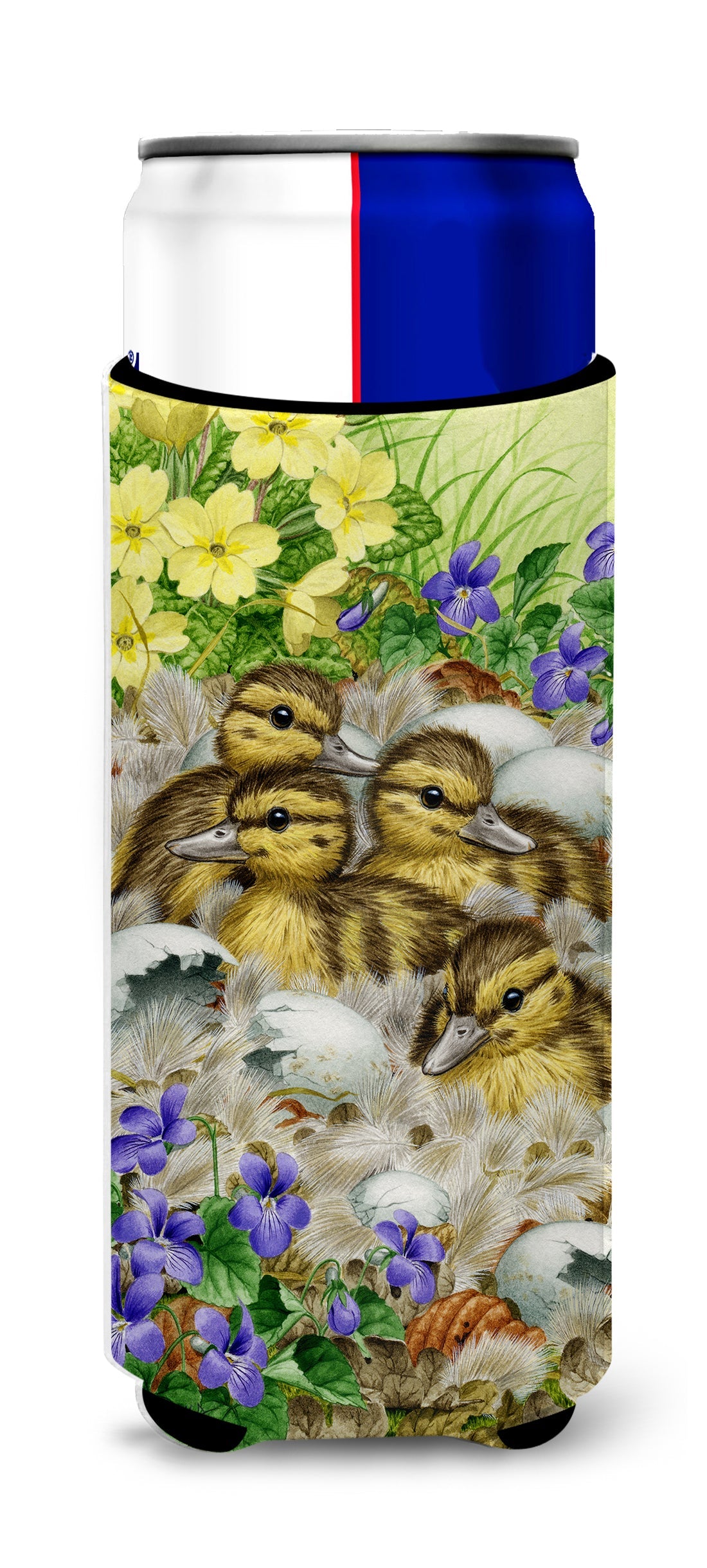 Mallard Duck Chicks Slim Can Hugger , Insulated Foam Hugger for 12 oz Slim Cans, Beer Bottles & Water Bottles, Printed in USA