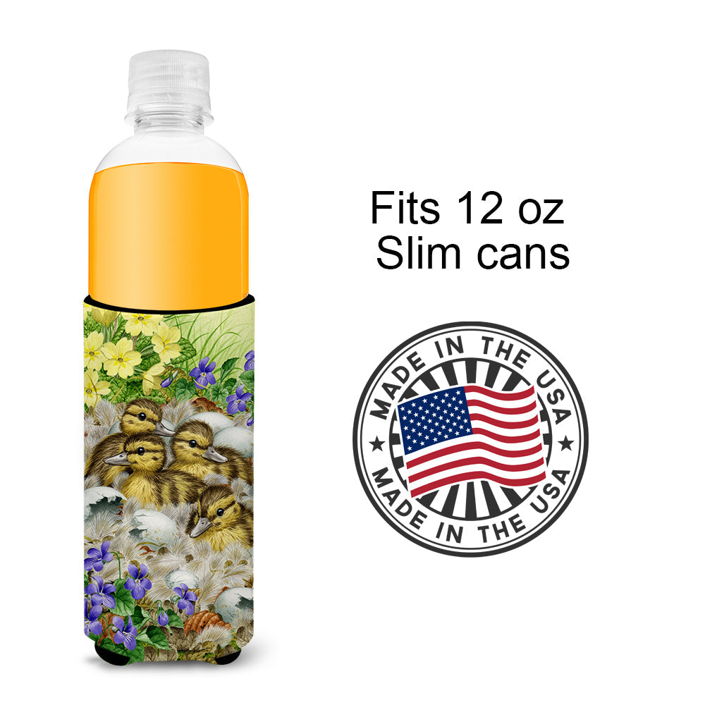 Mallard Duck Chicks Slim Can Hugger , Insulated Foam Hugger for 12 oz Slim Cans, Beer Bottles & Water Bottles, Printed in USA