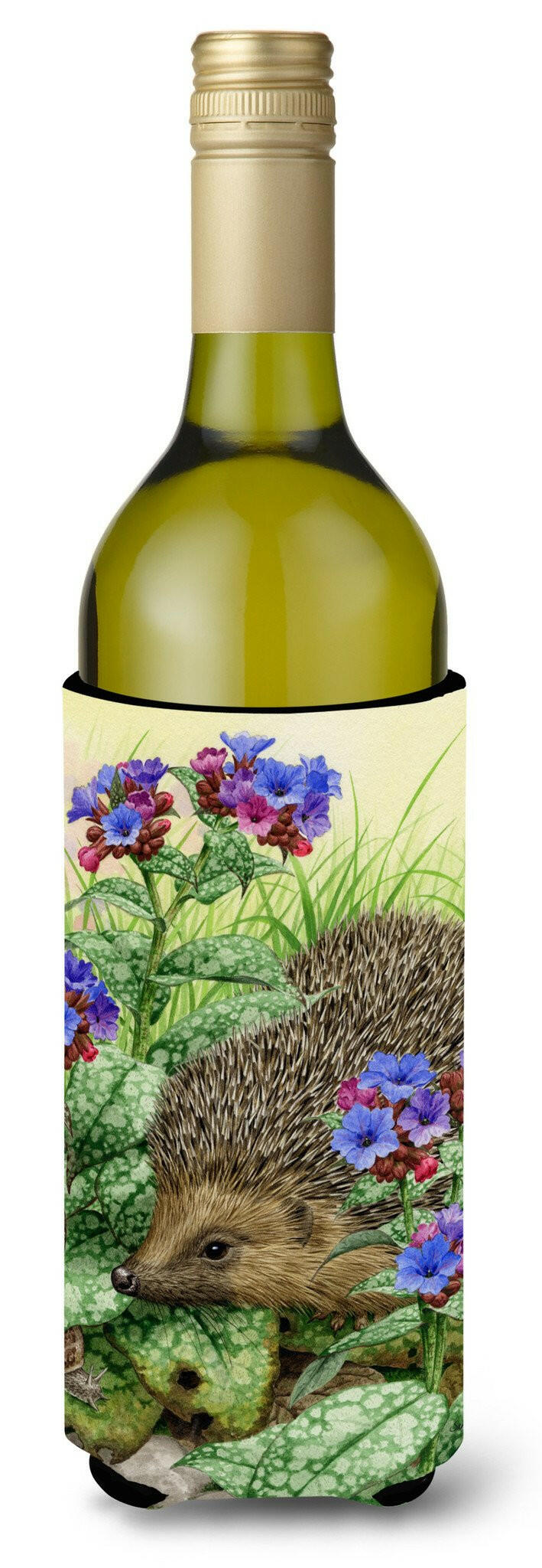 Hedgehog Wine Bottle Hugger Gift Sleeve for Standard 750 ml Bottles, Insulated Reusable Also Fits Mini Shot & Pint Bottles