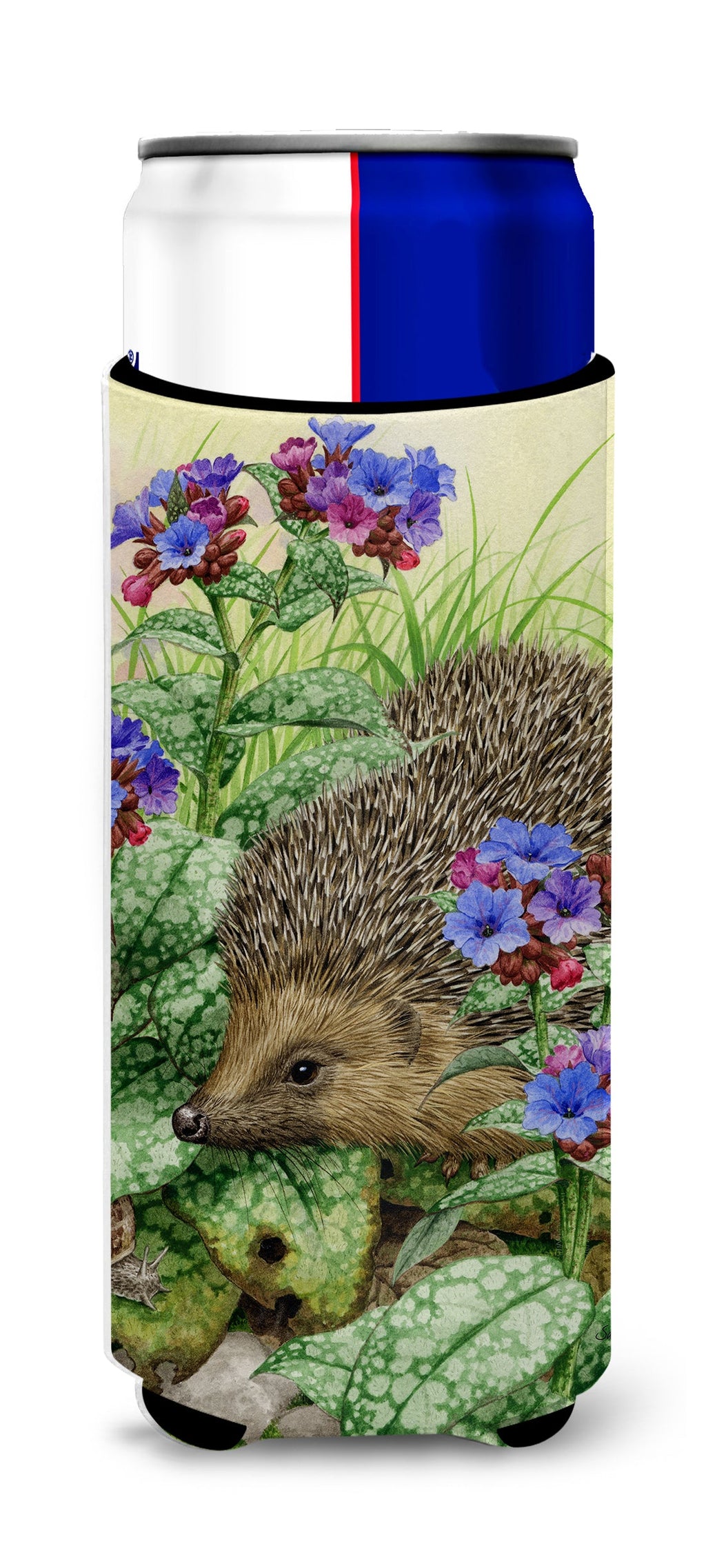 Hedgehog Slim Can Hugger , Insulated Foam Hugger for 12 oz Slim Cans, Beer Bottles & Water Bottles, Printed in USA