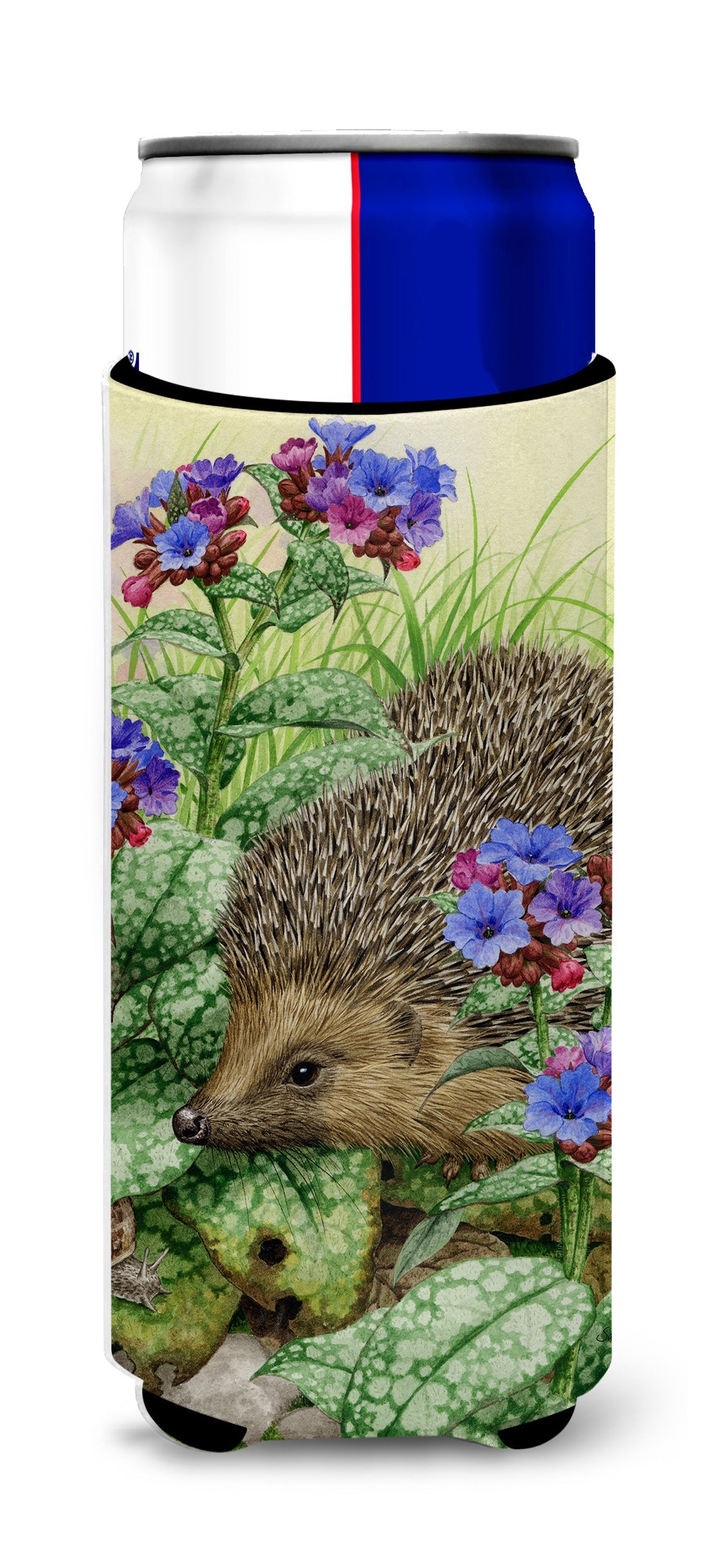 Hedgehog Slim Can Hugger , Insulated Foam Hugger for 12 oz Slim Cans, Beer Bottles & Water Bottles, Printed in USA