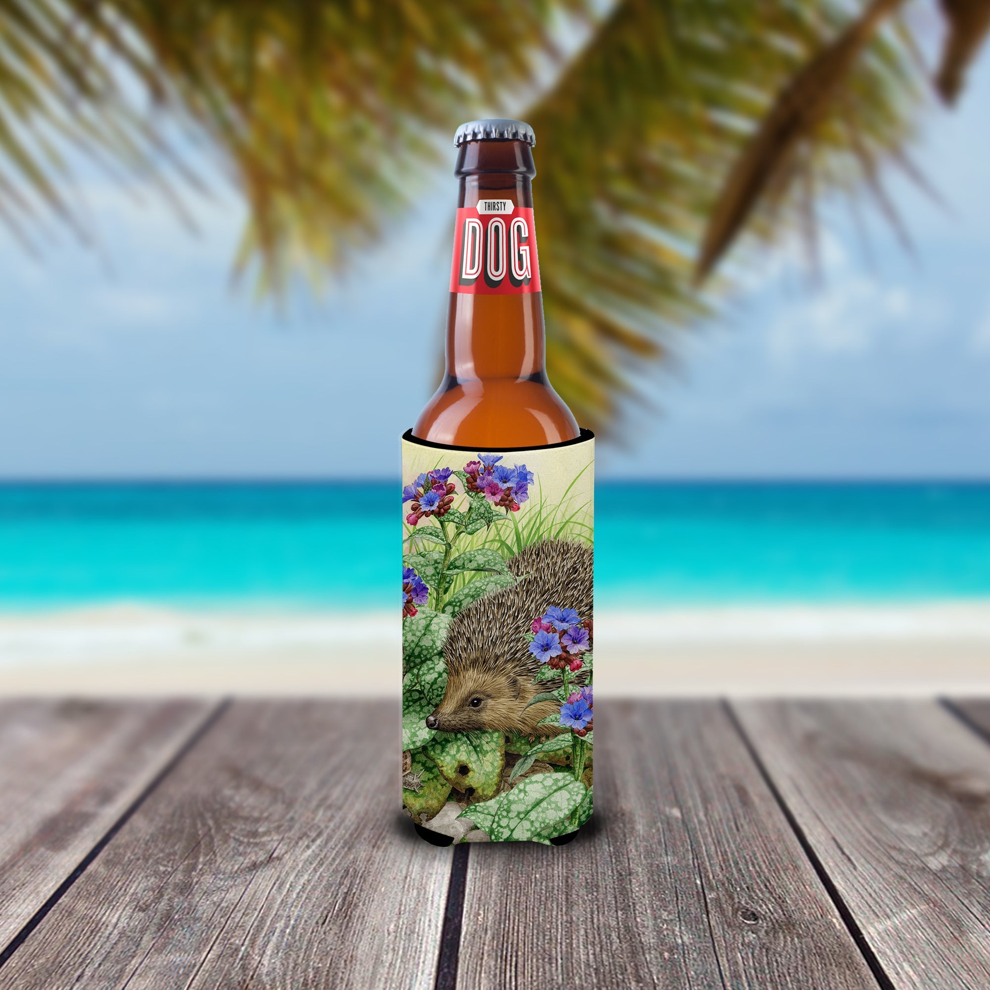 Hedgehog Slim Can Hugger , Insulated Foam Hugger for 12 oz Slim Cans, Beer Bottles & Water Bottles, Printed in USA