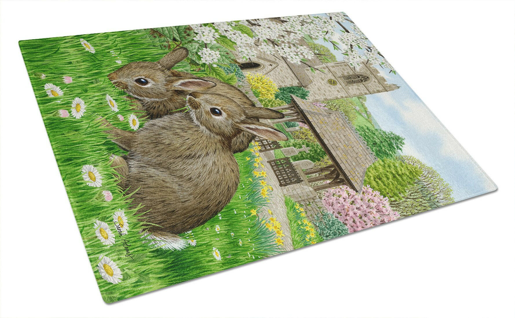 Leveret Bunny Rabbit Cutting Board Tempered Glass Kitchen Cutting Surface, Heat Resistant Chopping, Non-Slip Feet, Food Prep & Serving