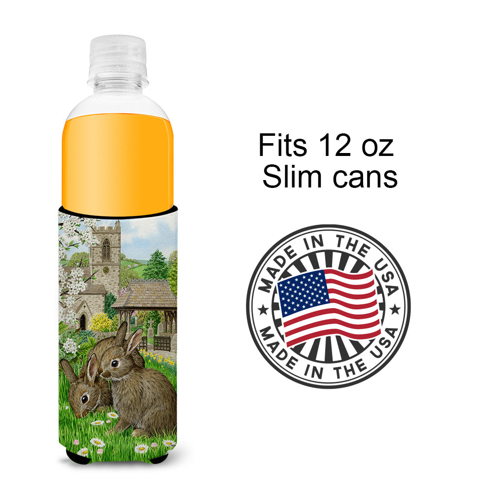 Leveret Bunny Rabbit Slim Can Hugger , Insulated Foam Hugger for 12 oz Slim Cans, Beer Bottles & Water Bottles, Printed in USA