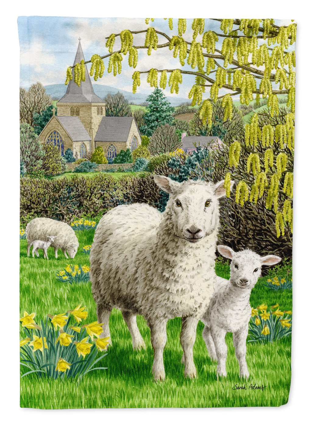 Sheep House Flag 28x40 Porch Sleeve Pole Decorative Outside Yard Banner Artwork Wall Hanging, Polyester