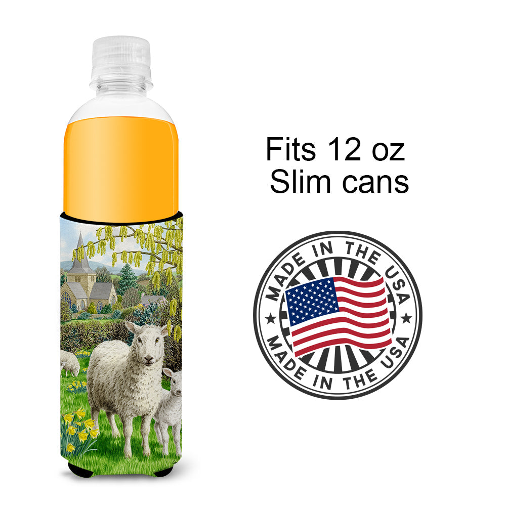 Sheep Slim Can Hugger , Insulated Foam Hugger for 12 oz Slim Cans, Beer Bottles & Water Bottles, Printed in USA