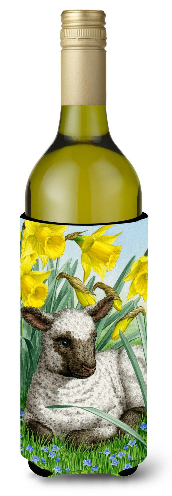 Lamb Wine Bottle Hugger Gift Sleeve for Standard 750 ml Bottles, Insulated Reusable Also Fits Mini Shot & Pint Bottles