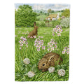 Leveret and Momma Rabbit House Flag 28x40 Porch Sleeve Pole Decorative Outside Yard Banner Artwork Wall Hanging, Polyester