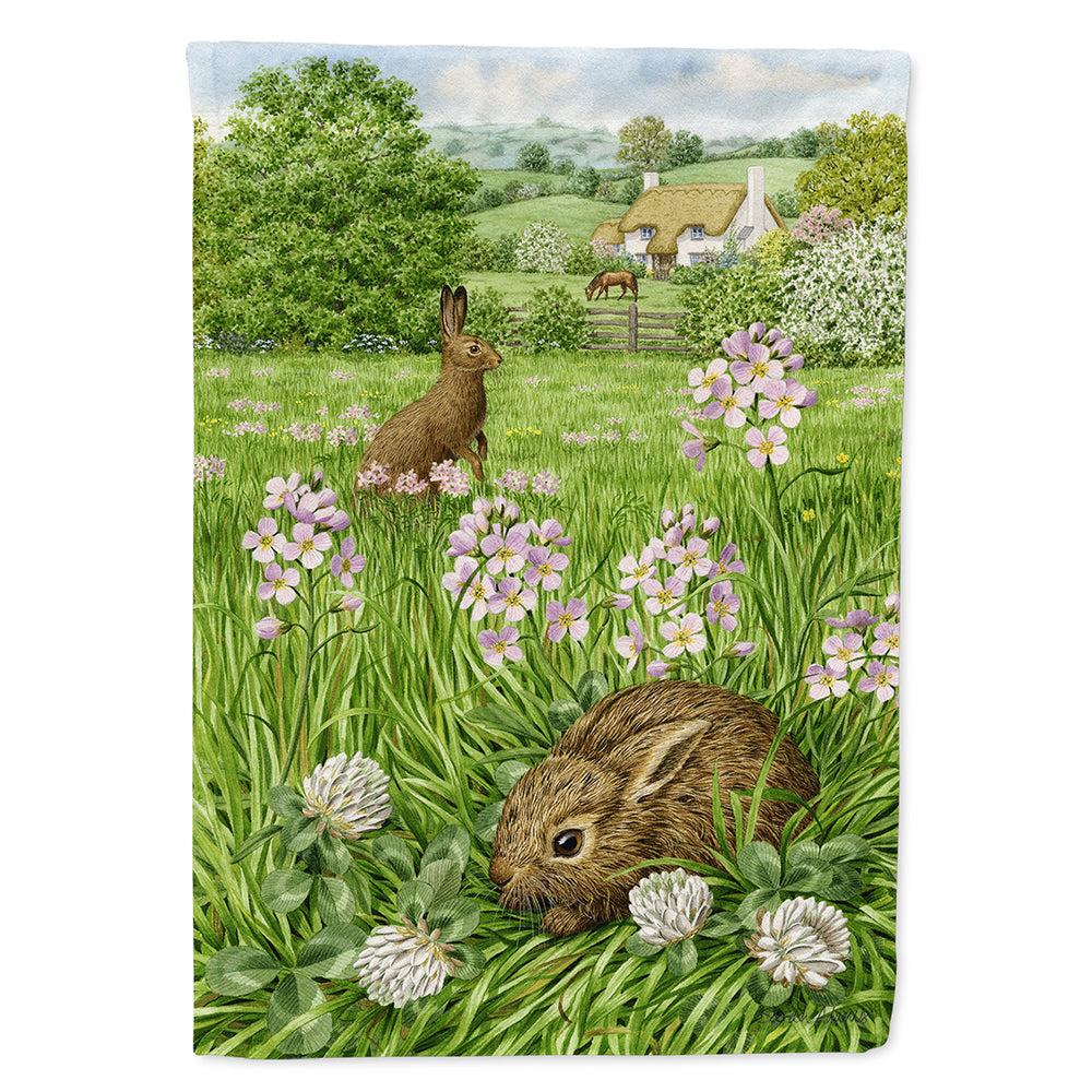 Leveret and Momma Rabbit House Flag 28x40 Porch Sleeve Pole Decorative Outside Yard Banner Artwork Wall Hanging, Polyester