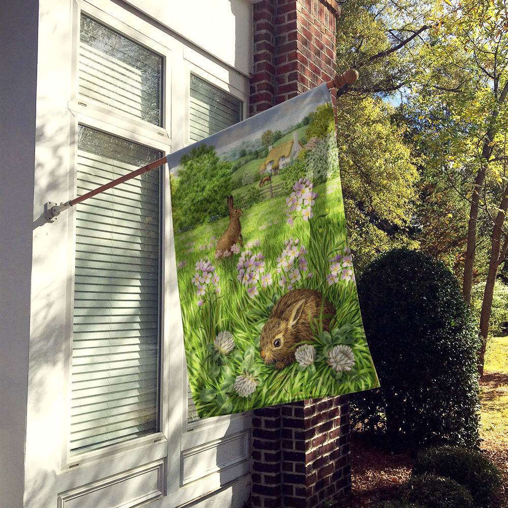 Leveret and Momma Rabbit House Flag 28x40 Porch Sleeve Pole Decorative Outside Yard Banner Artwork Wall Hanging, Polyester