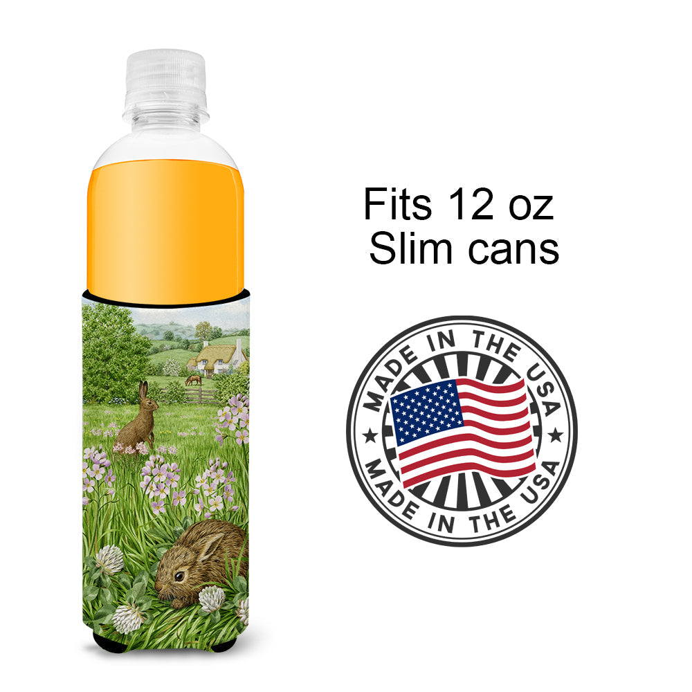 Leveret and Momma Rabbit Slim Can Hugger , Insulated Foam Hugger for 12 oz Slim Cans, Beer Bottles & Water Bottles, Printed in USA