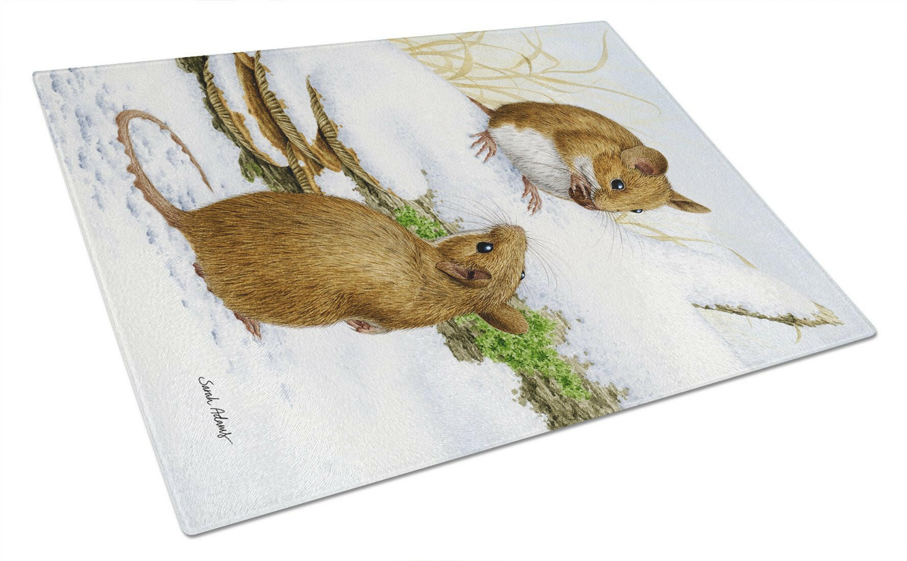 Wood Mice Wood Mouse Cutting Board Tempered Glass Kitchen Cutting Surface, Heat Resistant Chopping, Non-Slip Feet, Food Prep & Serving