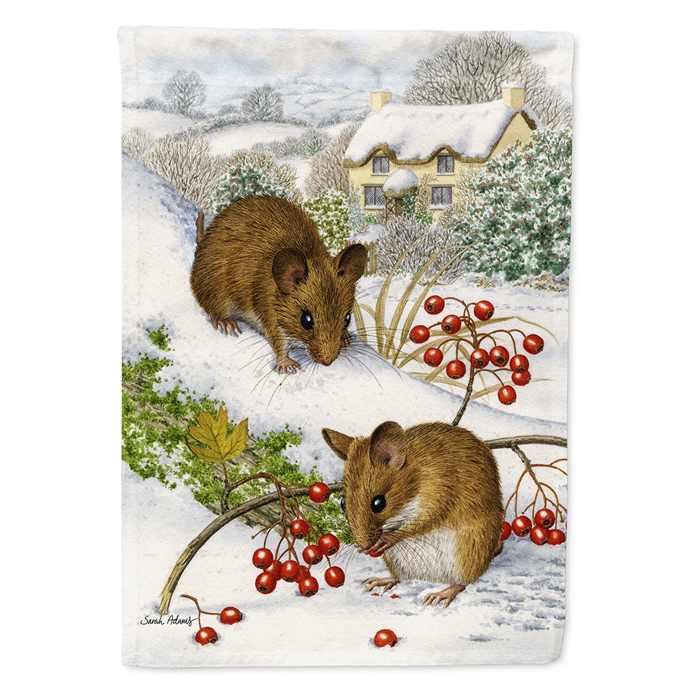 Wood Mice and Berries House Flag 28x40 Porch Sleeve Pole Decorative Outside Yard Banner Artwork Wall Hanging, Polyester