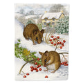 Wood Mice and Berries House Flag 28x40 Porch Sleeve Pole Decorative Outside Yard Banner Artwork Wall Hanging, Polyester