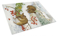 Wood Mice and Berries Cutting Board Tempered Glass Kitchen Cutting Surface, Heat Resistant Chopping, Non-Slip Feet, Food Prep & Serving