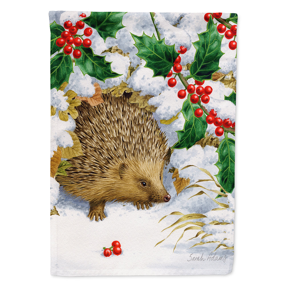 Hedgehog and Holly House Flag 28x40 Porch Sleeve Pole Decorative Outside Yard Banner Artwork Wall Hanging, Polyester