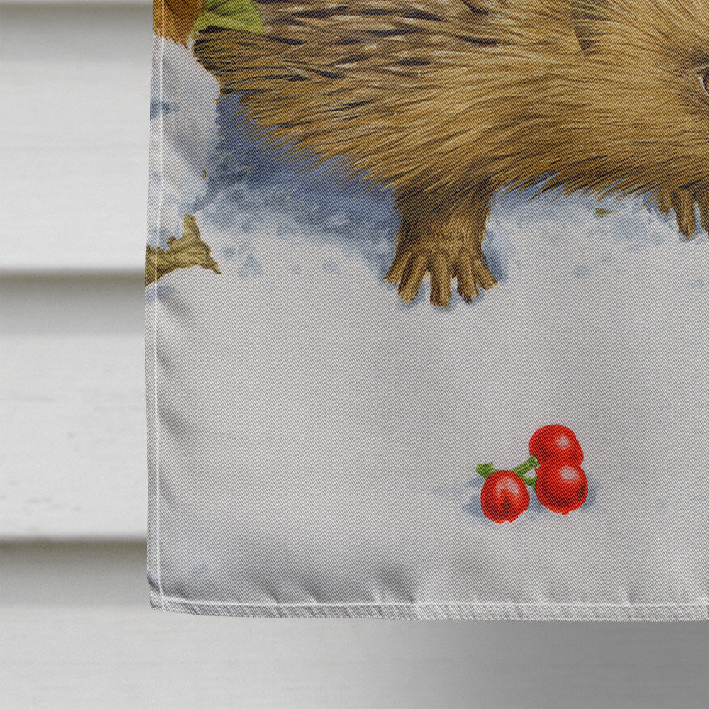 Hedgehog and Holly House Flag 28x40 Porch Sleeve Pole Decorative Outside Yard Banner Artwork Wall Hanging, Polyester