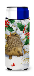Hedgehog and Holly Slim Can Hugger , Insulated Foam Hugger for 12 oz Slim Cans, Beer Bottles & Water Bottles, Printed in USA