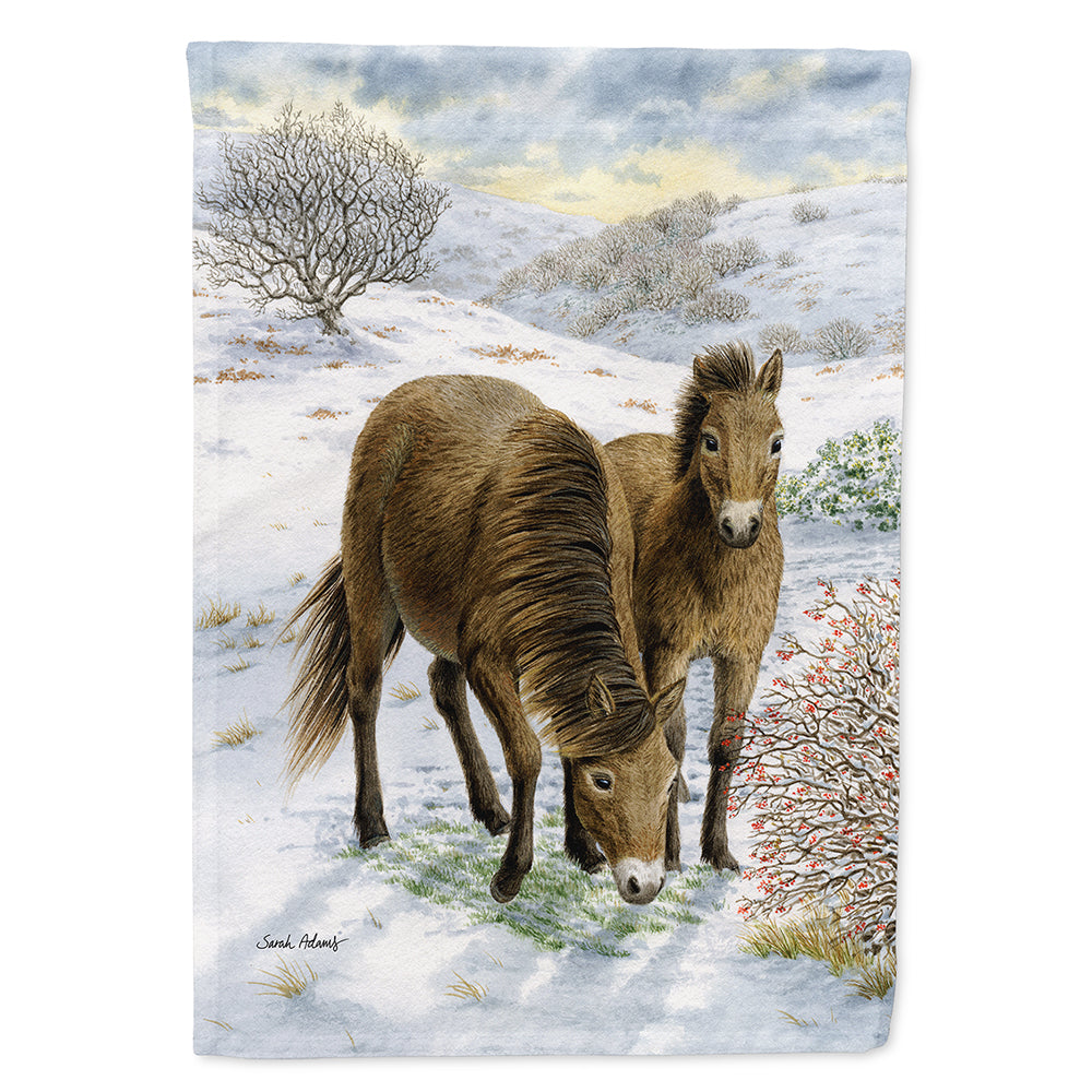 Exmoor Ponies Horse House Flag 28x40 Porch Sleeve Pole Decorative Outside Yard Banner Artwork Wall Hanging, Polyester