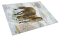 Exmoor Ponies Horse Cutting Board Tempered Glass Kitchen Cutting Surface, Heat Resistant Chopping, Non-Slip Feet, Food Prep & Serving