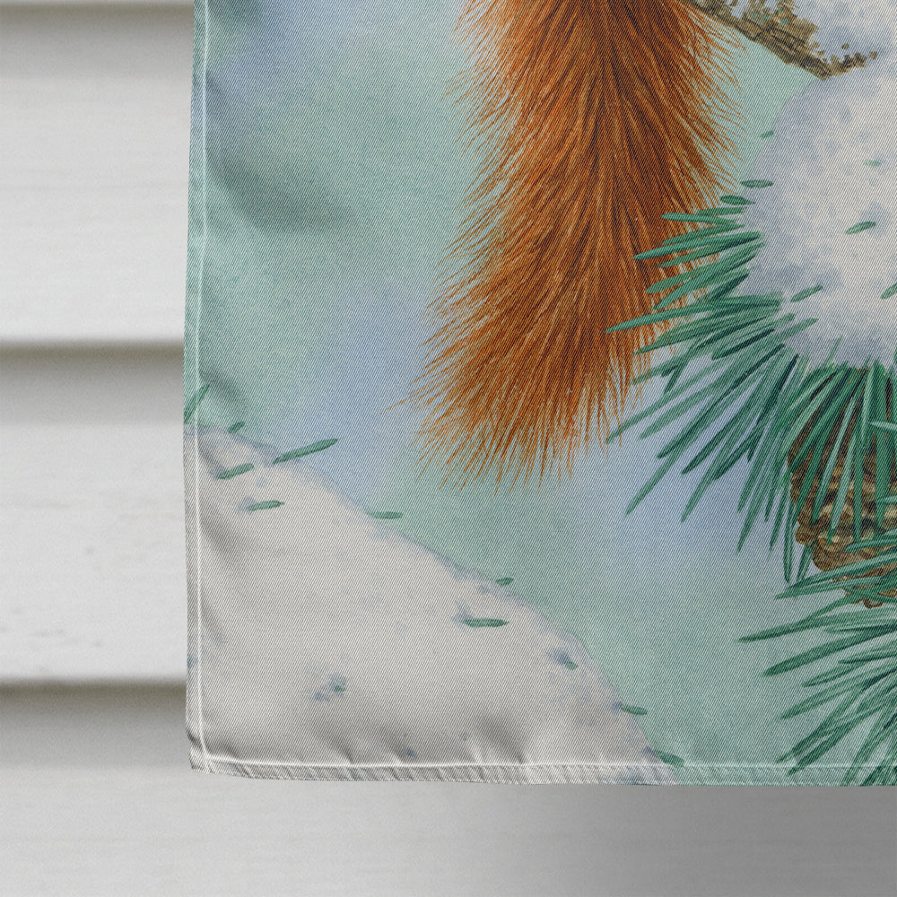 Red Squirrel with Pine Cone House Flag 28x40 Porch Sleeve Pole Decorative Outside Yard Banner Artwork Wall Hanging, Polyester