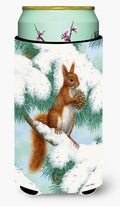 Red Squirrel with Pine Cone Tall Boy Hugger Can Cooler Sleeve Machine Washable Drink Collapsible Insulator Beverage Insulated Holder