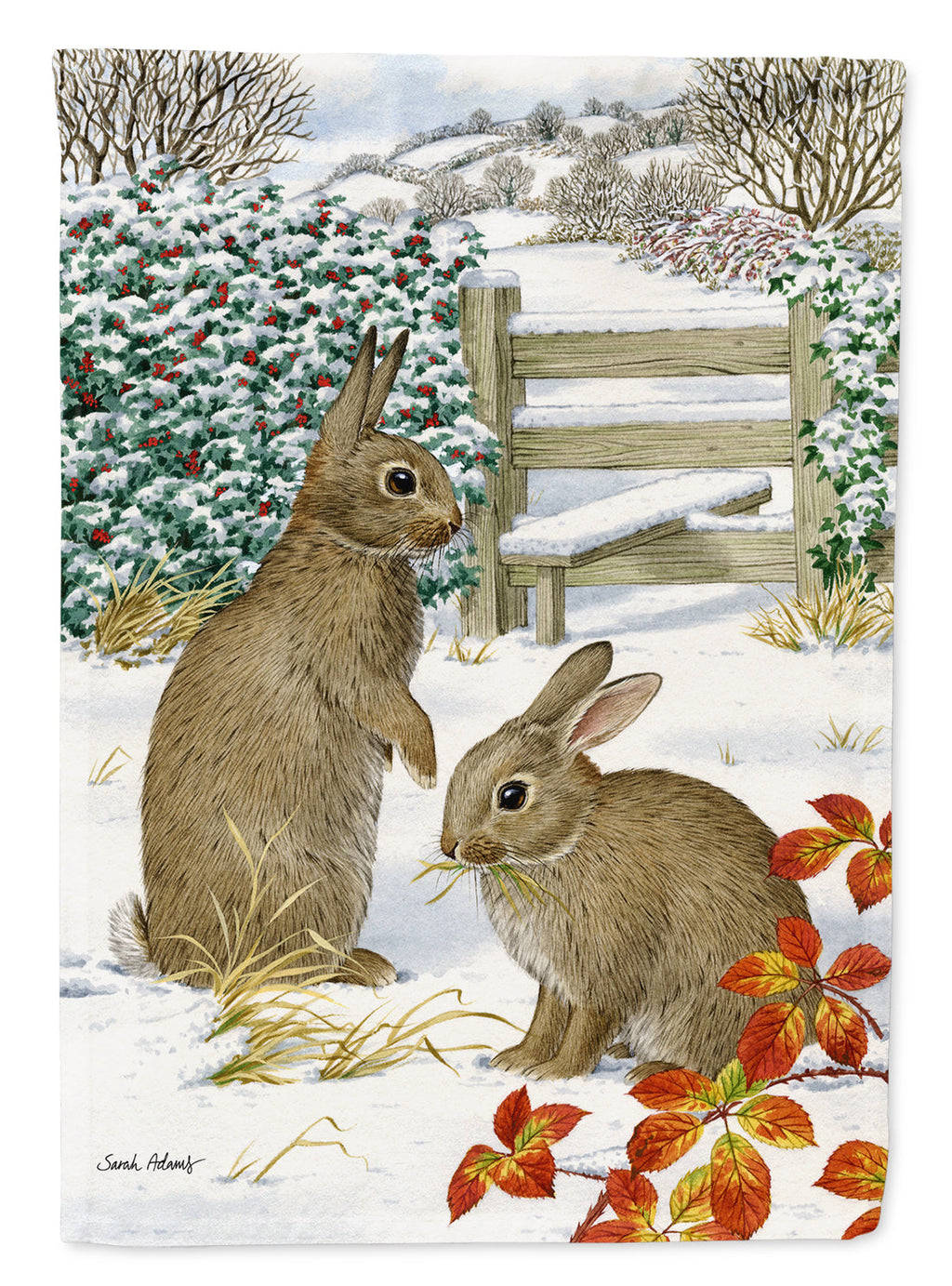 Rabbits House Flag 28x40 Porch Sleeve Pole Decorative Outside Yard Banner Artwork Wall Hanging, Polyester