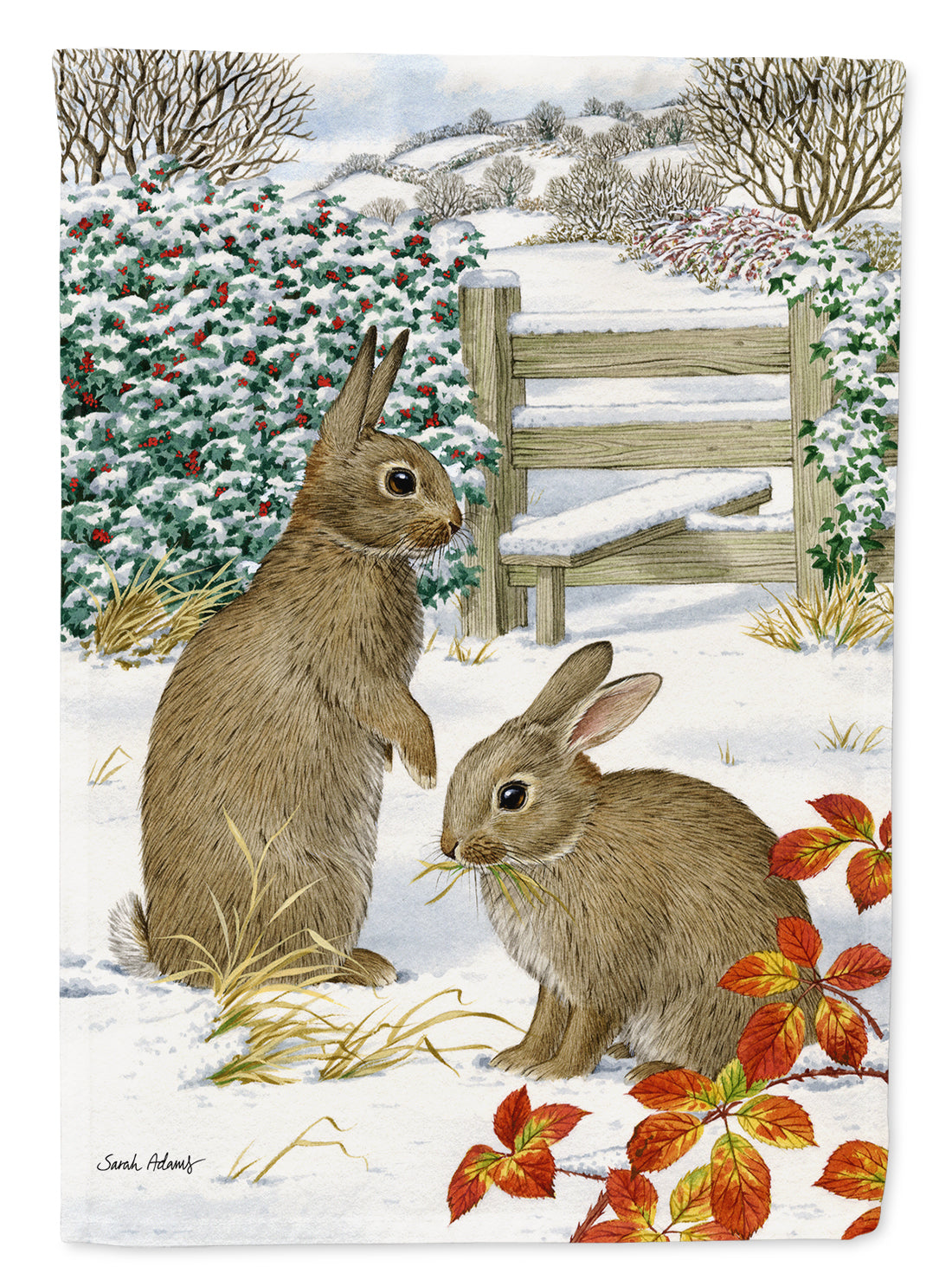 Rabbits House Flag 28x40 Porch Sleeve Pole Decorative Outside Yard Banner Artwork Wall Hanging, Polyester