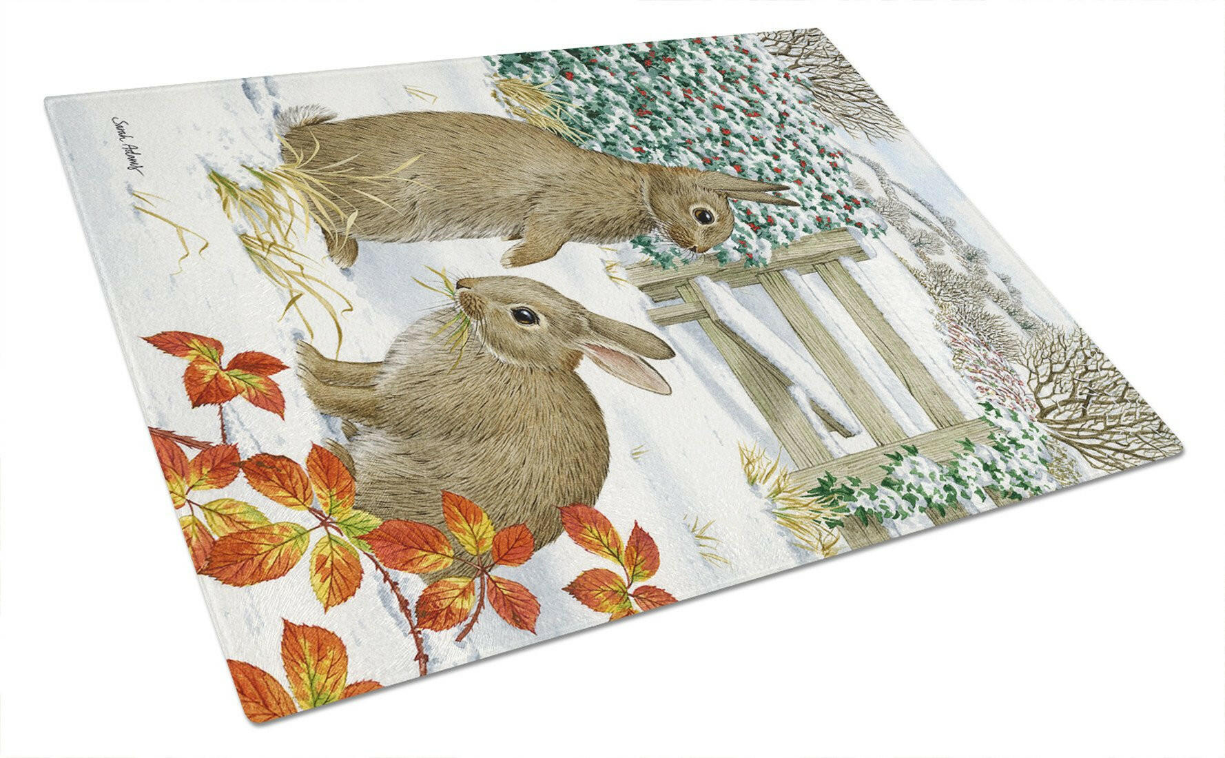 Rabbits Cutting Board Tempered Glass Kitchen Cutting Surface, Heat Resistant Chopping, Non-Slip Feet, Food Prep & Serving
