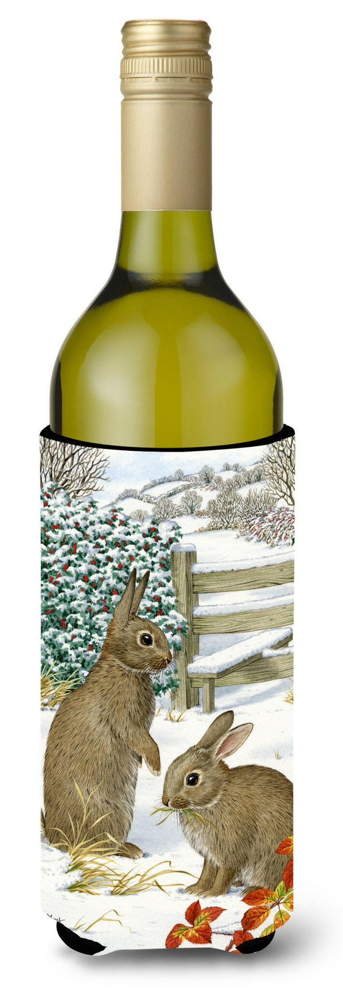 Rabbits Wine Bottle Hugger Gift Sleeve for Standard 750 ml Bottles, Insulated Reusable Also Fits Mini Shot & Pint Bottles