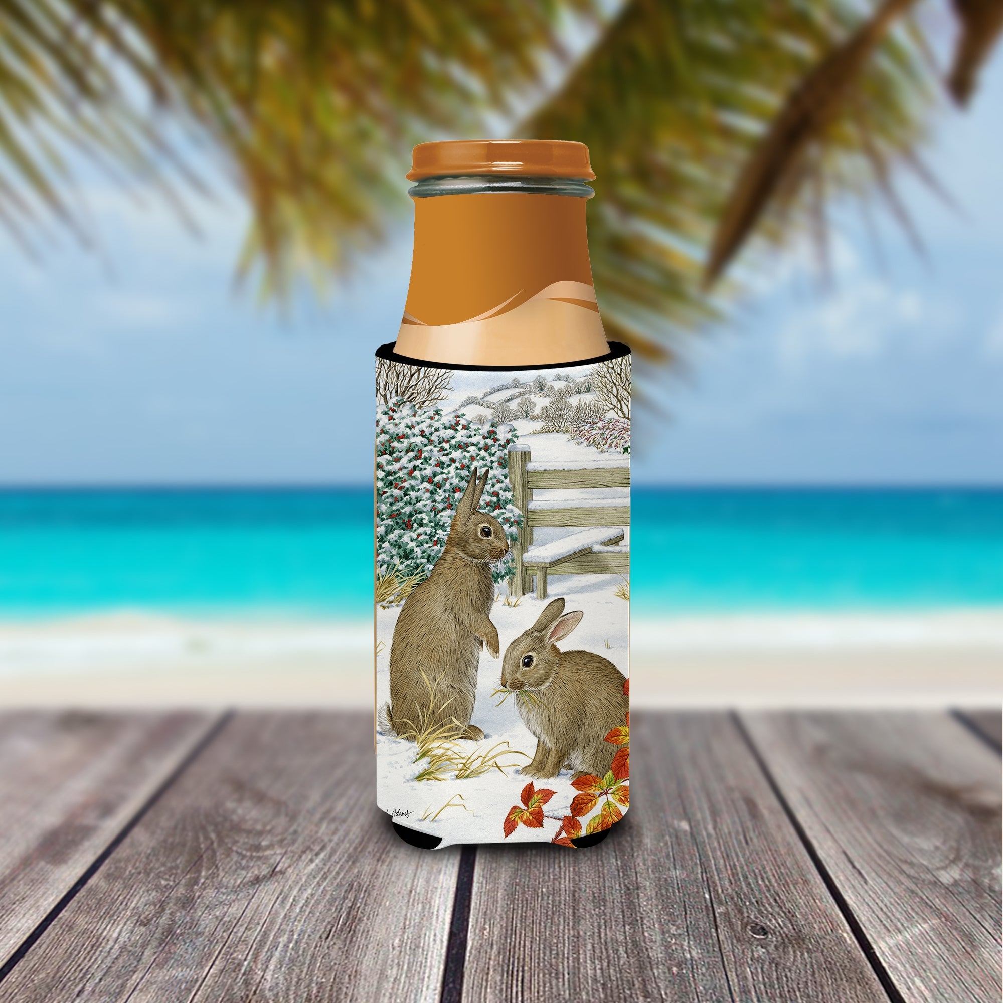 Rabbits Slim Can Hugger , Insulated Foam Hugger for 12 oz Slim Cans, Beer Bottles & Water Bottles, Printed in USA