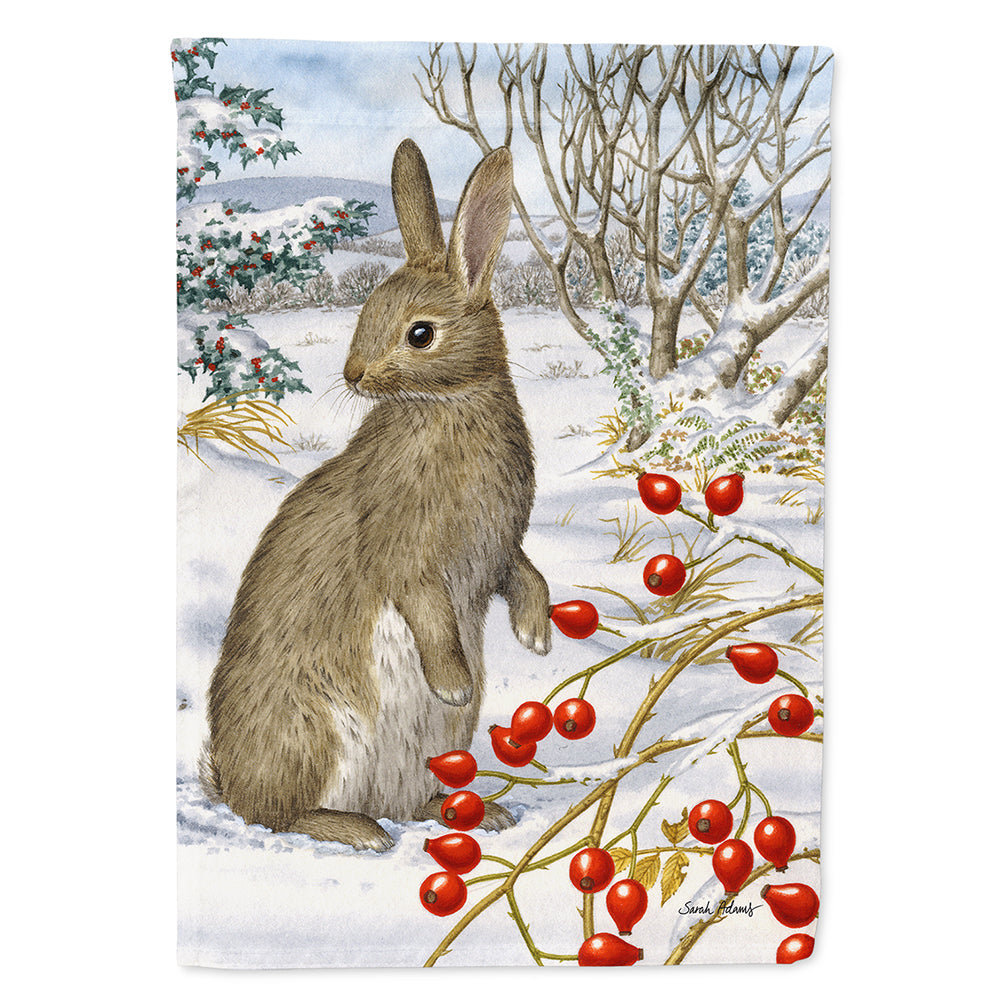 Rabbit with Berries House Flag 28x40 Porch Sleeve Pole Decorative Outside Yard Banner Artwork Wall Hanging, Polyester