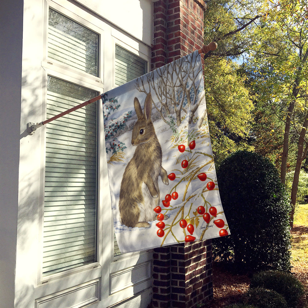 Rabbit with Berries House Flag 28x40 Porch Sleeve Pole Decorative Outside Yard Banner Artwork Wall Hanging, Polyester