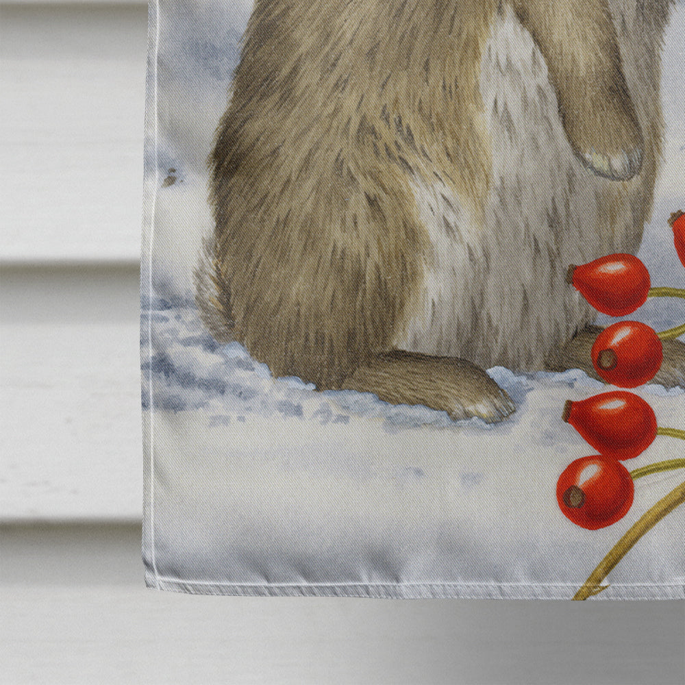 Rabbit with Berries House Flag 28x40 Porch Sleeve Pole Decorative Outside Yard Banner Artwork Wall Hanging, Polyester