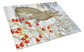 Rabbit with Berries Cutting Board Tempered Glass Kitchen Cutting Surface, Heat Resistant Chopping, Non-Slip Feet, Food Prep & Serving