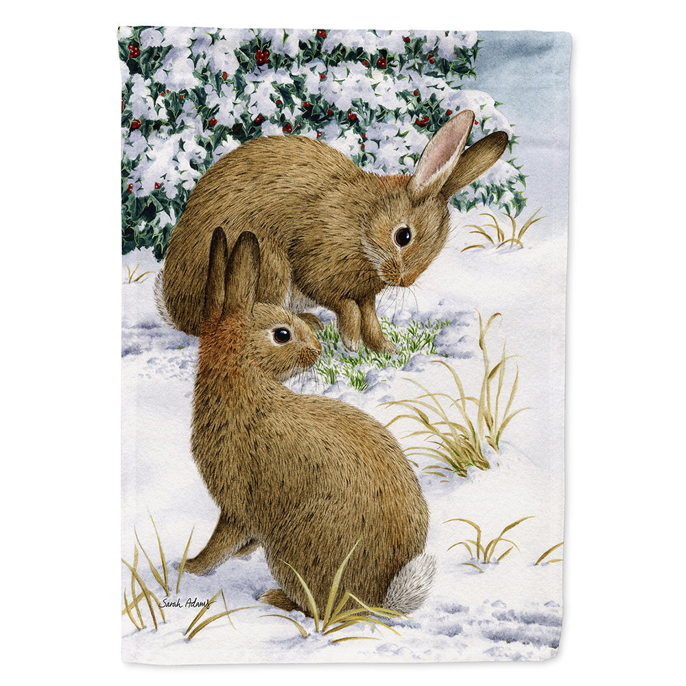Rabbit searching for Grass in the Snow House Flag 28x40 Porch Sleeve Pole Decorative Outside Yard Banner Artwork Wall Hanging, Polyester