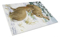 Rabbit searching for Grass in the Snow Cutting Board Tempered Glass Kitchen Cutting Surface, Heat Resistant Chopping, Non-Slip Feet, Food Prep & Serving