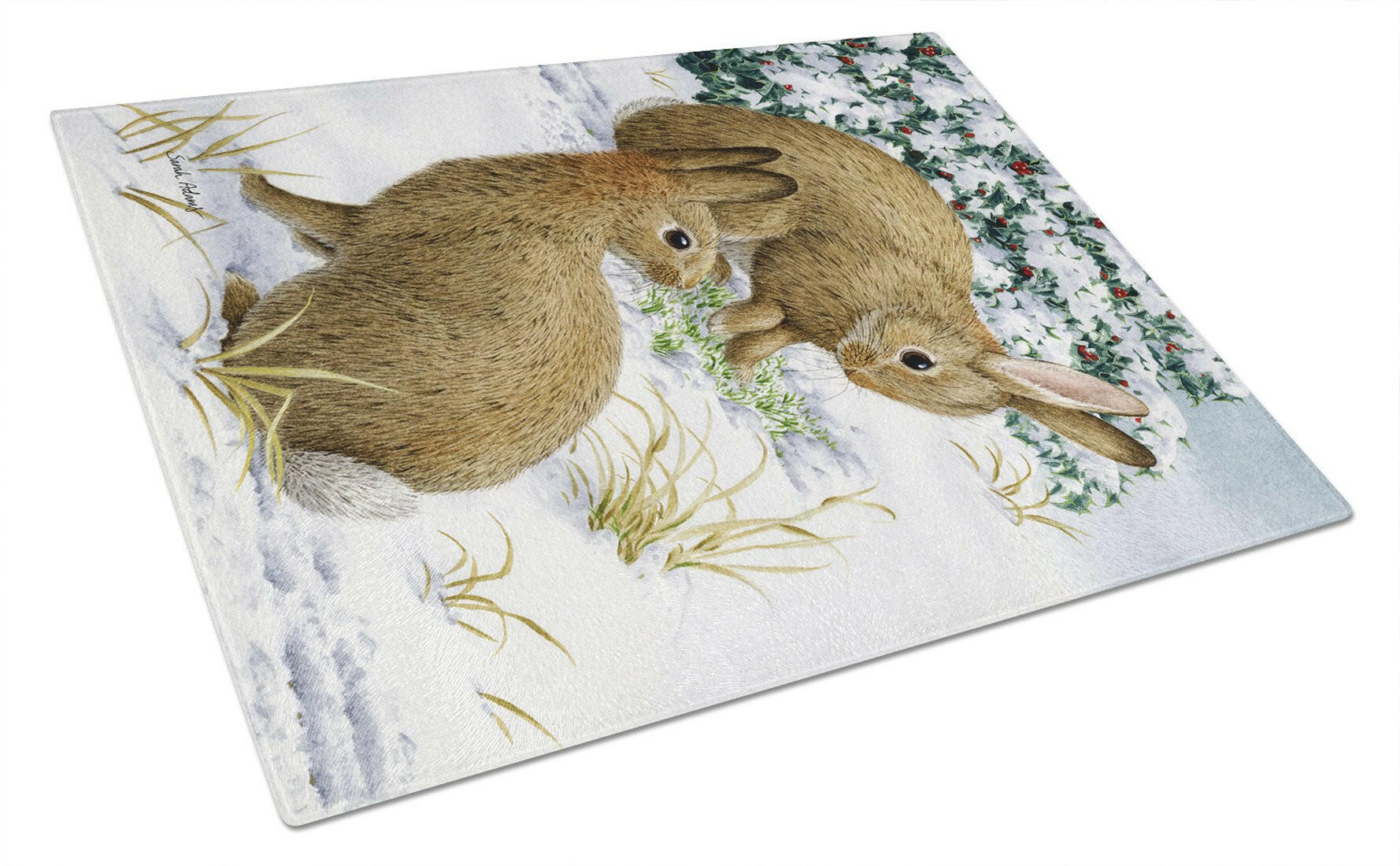 Rabbit searching for Grass in the Snow Cutting Board Tempered Glass Kitchen Cutting Surface, Heat Resistant Chopping, Non-Slip Feet, Food Prep & Serving